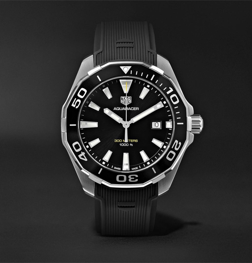 Tag Heuer Aquaracer Quartz Black Dial Black Rubber Strap Watch for Men -  WAY101A.FT6141