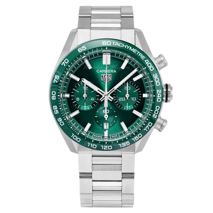 Tag Heuer Carrera Chronograph 44mm Green Dial Silver Steel Strap Watch for Men - CBN2A1N.BA0643