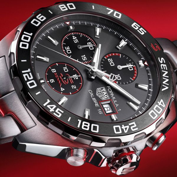 Tag Heuer Formula 1 Chronograph Senna Grey Dial Silver Steel Strap Watch for Men - CAZ201D.BA0633