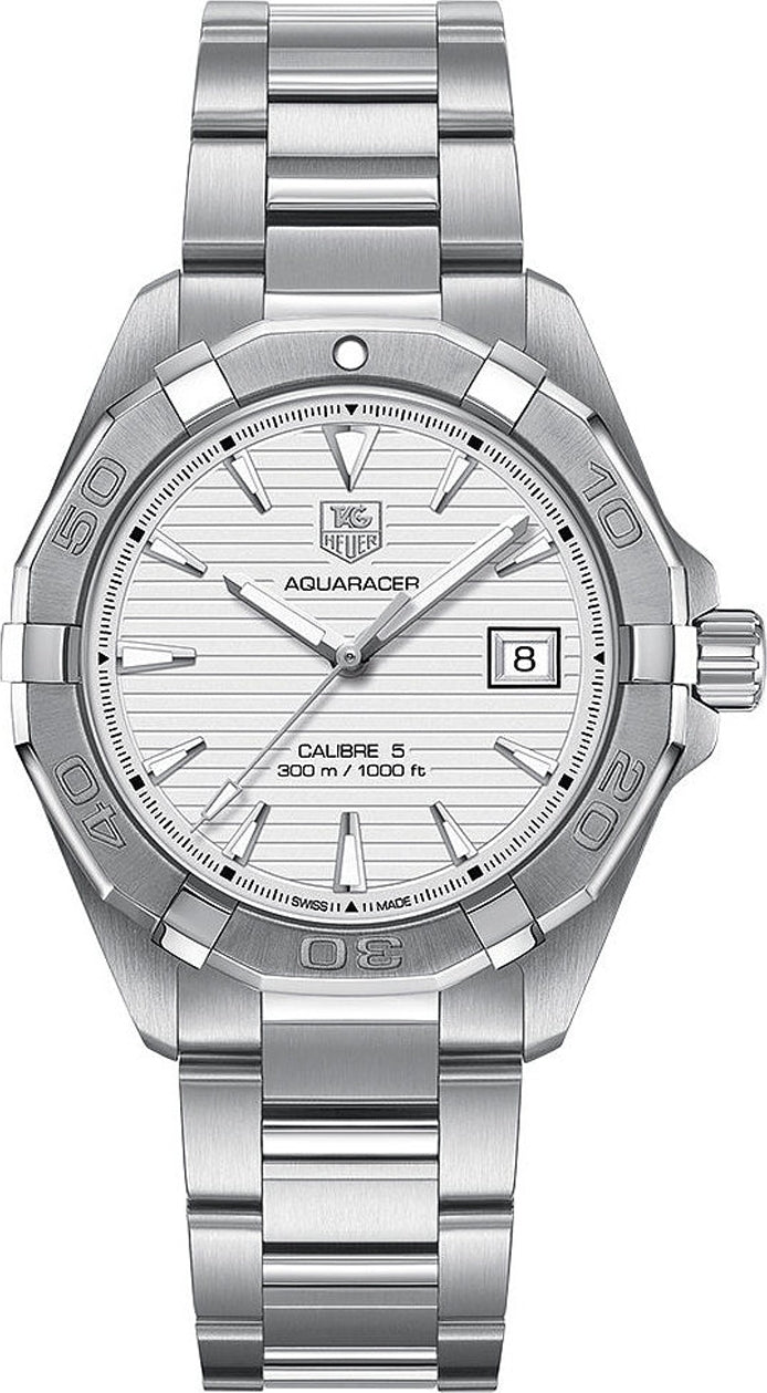 Tag Heuer Aquaracer Automatic White Dial Silver Steel Strap Watch for Men - WAY2111.BA0928