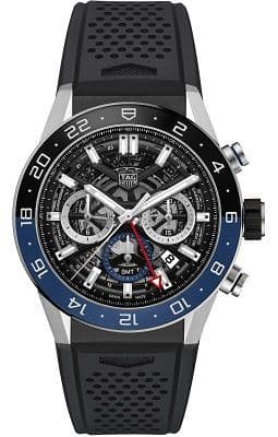 Tag Heuer Carrera Automatic Chronograph Steel & Ceramic Black Dial Black Rubber Strap Watch for Men - CBG2A1Z.FT6157