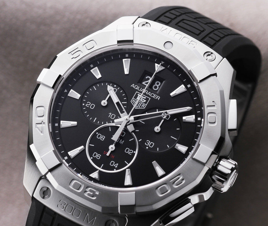 Tag Heuer Aquaracer Chronograph Black Dial Black Rubber Strap Watch for Men - CAY1110.FT6041