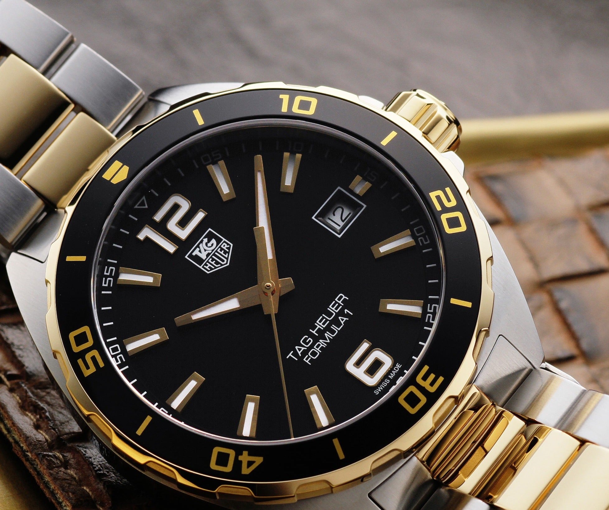 Tag Heuer Formula 1 Quartz Black Dial Two Tone Steel Strap Watch for Men - WAZ1121.BB0879
