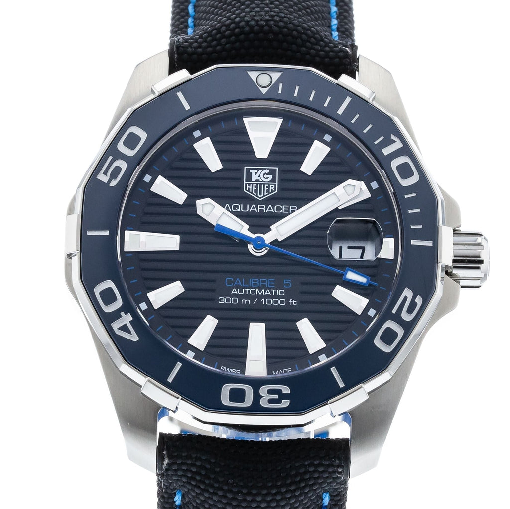 Tag Heuer Aquaracer Calibre 5 Automatic Black Dial Black Nylon Strap Watch for Men - WAY211B.FC6363