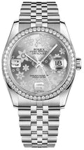 Rolex Datejust 36 Silver Floral Dial Watch 116244