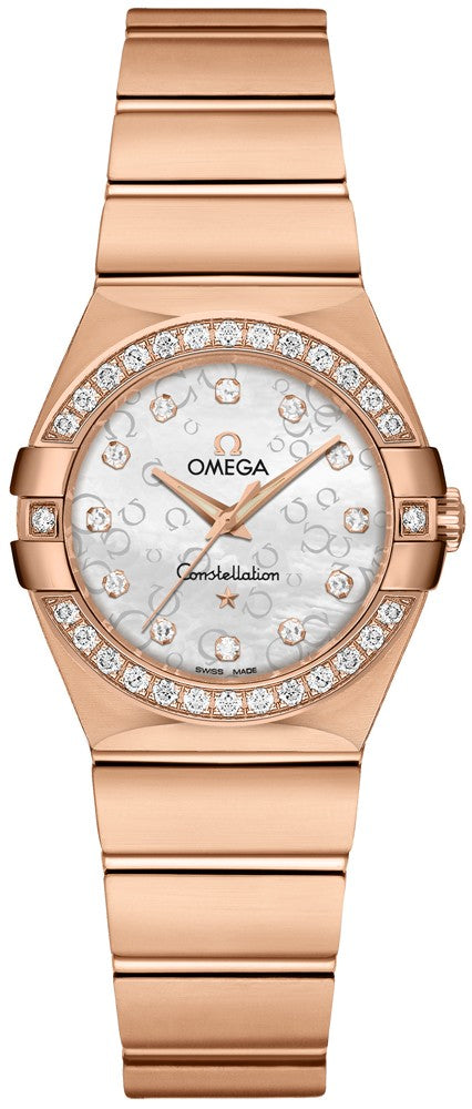 Omega Constellation Solid Rose Gold & Diamond Ladies Watch 123.55.27.60.55.015
