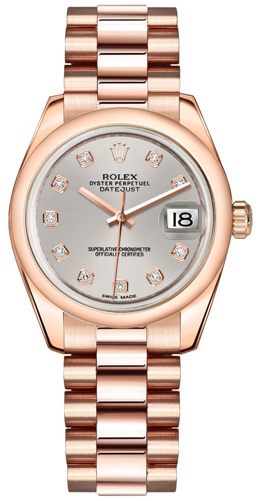 Rolex Datejust 31 18k Rose Gold Watch 178245F-0016