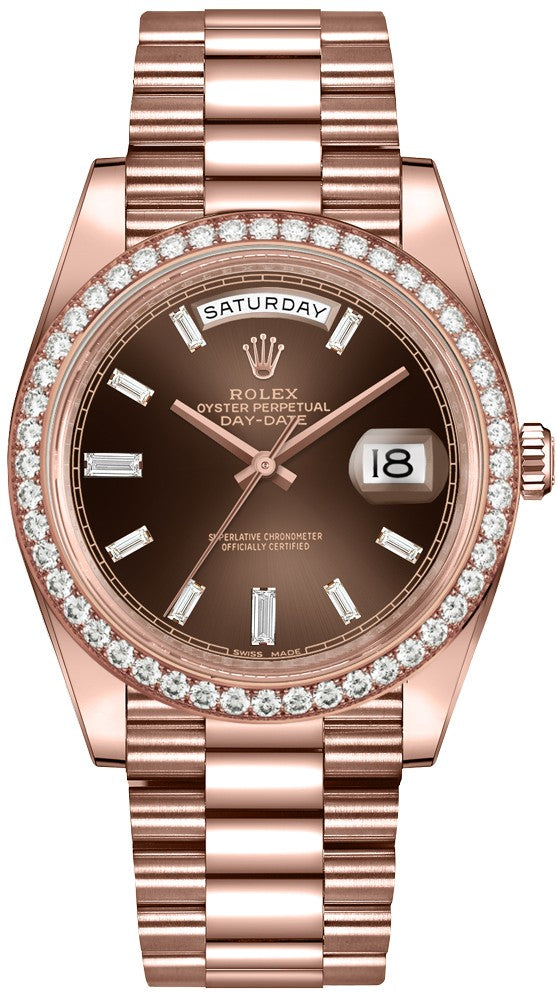 Rolex Day-Date 40 Diamond Hour Markers Men's Watch 228345RBR-0006