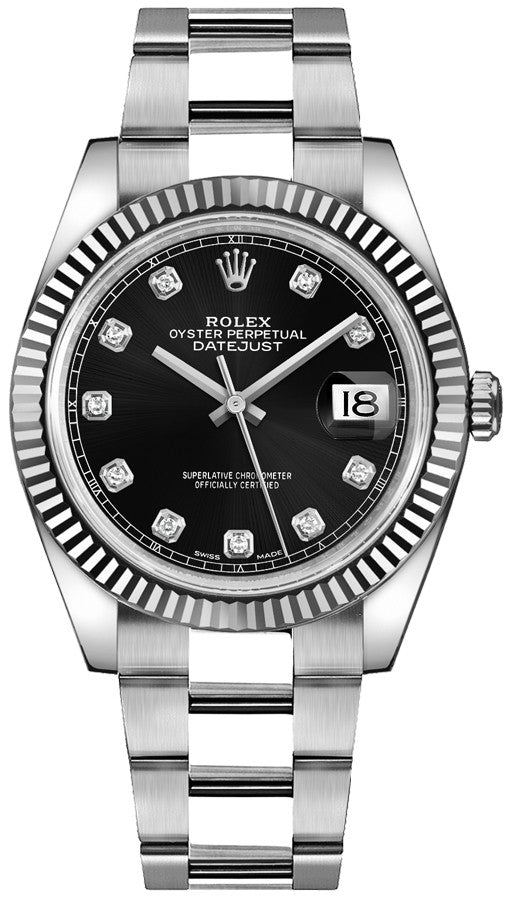 Rolex Datejust 41 Black Diamond Dial Men's Watch 126334-0011