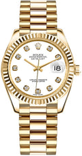 Rolex Datejust 31 White Diamond President Bracelet Gold Watch 178278