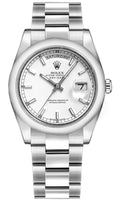 Rolex Day-Date 36 White Dial Oyster Bracelet Gold Watch 118209