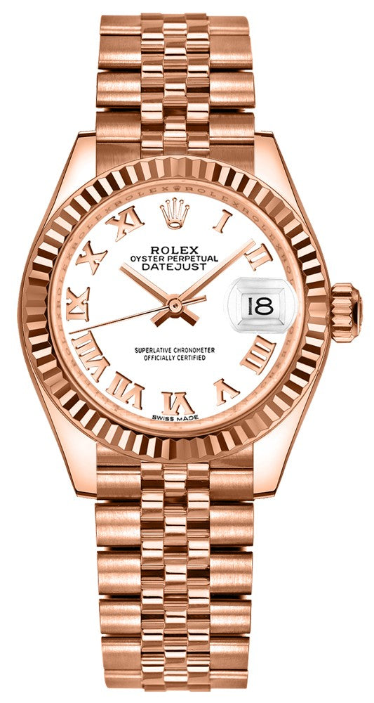 Rolex Lady-Datejust 28 White Roman Numerals Women's Watch 279175-0022