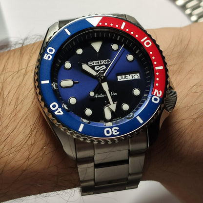 Seiko 5 Sports Automatic Blue Dial Silver Steel Strap Watch For Men - SRPD53K1