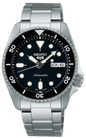 Seiko 5 Sports SKX Automatic Black Dial Silver Steel Strap Watch For Men - SRPK29K1