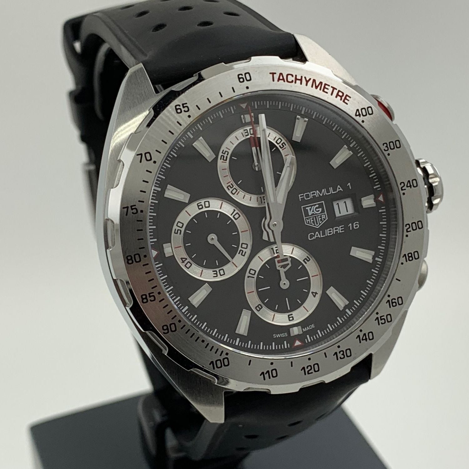 Tag Heuer Formula 1 Calibre 16 Black Dial Black Leather Strap Watch for Men - CAZ2010.FT8024