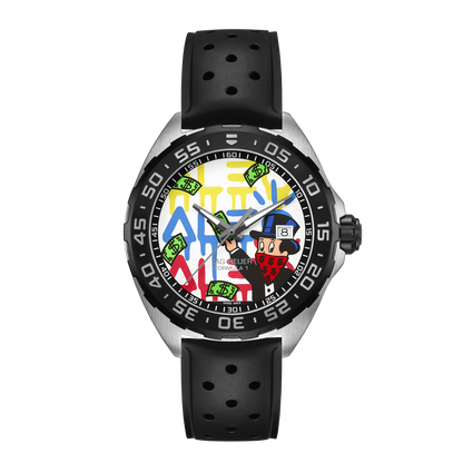 Tag Heuer Formula 1 Alec Monopoly Special Edition Black Rubber Strap Watch for Men - WAZ1119.FT8023