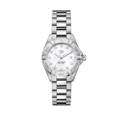 Tag Heuer Aquaracer Diamonds Mother of Pearl Dial Silver Steel Strap Watch for Women - WBD1414.BA0741